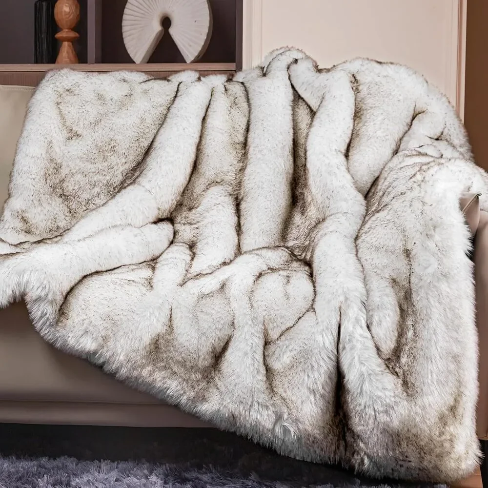 1000GSM Faux Fur Super Thick Warm Cozy Heavy Throw Blanket 50x60 Luxury - Picture 9 of 9